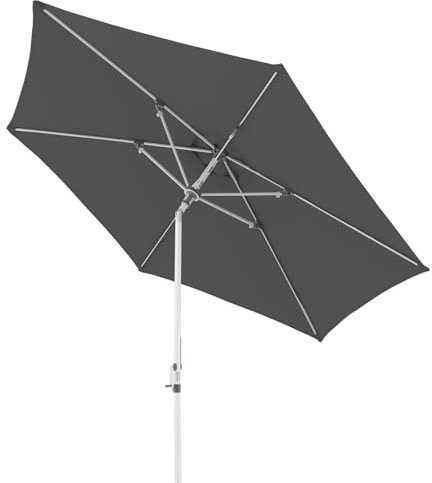 Doppler Sonnenschirm AluPro Neo Kurbel 305cm in Anthrazit I 6-eckiger Sonnenschirm für Balkon & Terrasse I Schirm knickbar I Öffnen & Schließen durch Kurbel I Höhenverstellbar