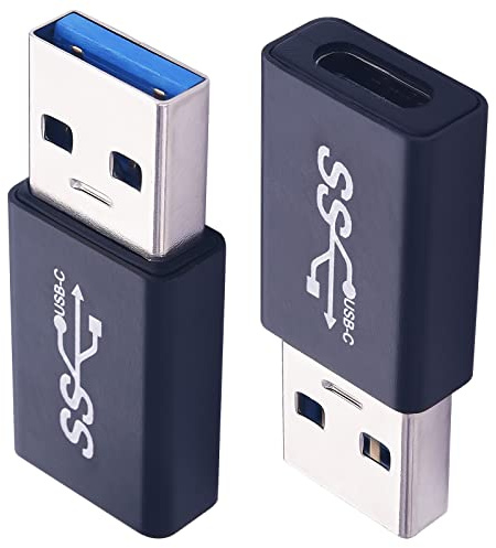 Leehitech 2 Stück USB auf USB C USB 3.0 Adapter, 10Gbps Data Sync & Fast Charging USB-C Buchse auf USB-A Stecker, OTG Ladegerät Ladekabel Netzteil kompatibel mit iPhone 16/15, Laptop, PC