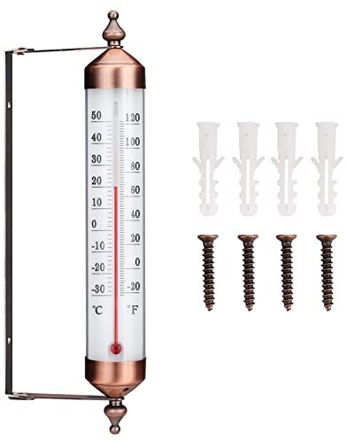 Garden Thermometer - Outdoor Thermometer with Bronze Design | Wall Thermometer for Outdoor Temperature Display, Wall, Greenhouse, Garage, Easy to Hang