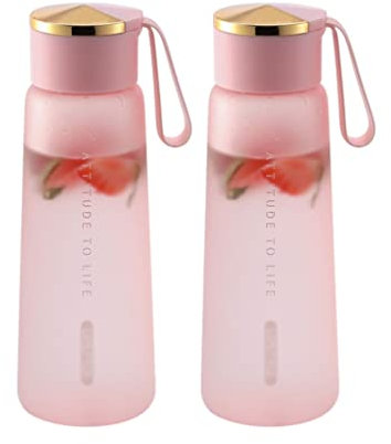 Wasserflasche Trinkflasche Sportflasche 2 stücke 450ml wasserflasche plastik frosted trinkflasche outdoor sport wasser flaschen tragbare student tote cup wasserkanne Wasserflaschen Trinkflaschen ( Blu