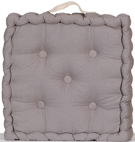 Atout Ciel - Cojín de Suelo (40 x 40 cm, con asa de Contraste, Gris, Cuadrado)
