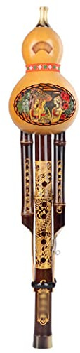 Kürbisflöte Mit Drei Röhren Musikinstrument C-Ton Nach Unten B-Ton Kürbisseide Nationale Blasinstrumente Im Konzertsaal Hobby Geschenk (Color : Brown_B-Flat)