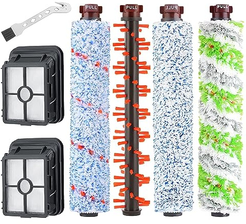 Fixbetter Tillbehör för Bissell Crosswave 3-i-1, 1 Pet Pro rullborste + 1 mattborste + 1 golvborste + 1 borste med flera ytor + 2 filter för Bissell Crosswave 225 1866 2052 1713 1785-serien