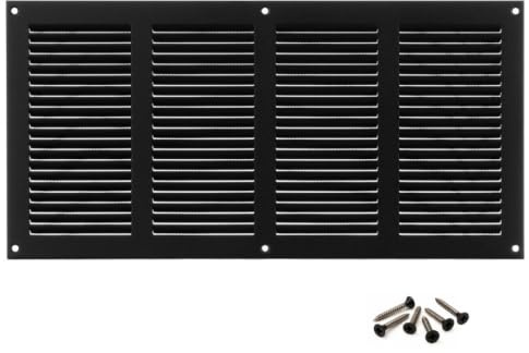 400x200mm Ventilationsgaller i Antracit Stål med Myggskydd - Metallgaller för Ventilation