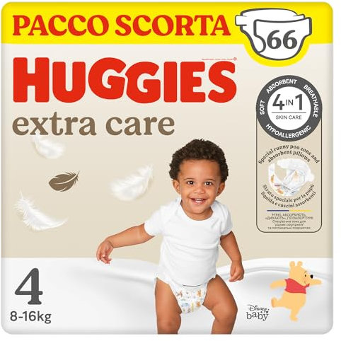 Huggies Extra Care, Pannolini Taglia 5 (12-17 Kg), Design Disney, Pacco Scorta, 54 Pz