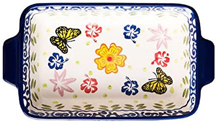 HEXEH Plato para Hornear Plato For Hornear De Porcelana con Asas, Molde For Lasaña For Hornear Rectangular De 2 Piezas, Cacerola For Cocinar, Banquetes Y Uso Diario Utensilios para Hornear
