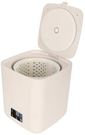 Tragbare Mini-Waschmaschine, 7L Große Kapazität Vollautomatisch Mit Wäscheschleuder, LCD-Touchscreen für Kleine Unterwäsche (Beige)