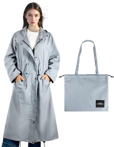 SOPPY Raincoat for Women Ladies Lightweight Jackets Long Waterproof Coat Rain Jackets Windbreaker Breathable Active Outdoor Coats