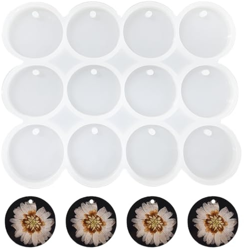 Nifocc 12 stampi rotondi in resina epossidica a forma di cerchio in silicone portachiavi rotondo in silicone per gioielli fai da te