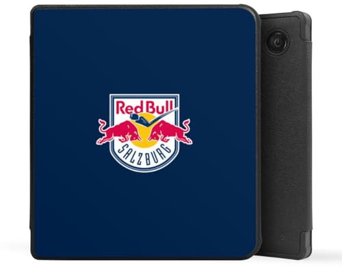 Schutzhülle schwarz kompatibel mit tolino Vision 6 E-Reader Kunstleder Case Hülle EC Red Bull Salzburg Offizielles Lizenzprodukt Eishockey