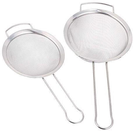 BEBEMOKO Stainless Steel Flour Sieve Handheld Mesh Sifter 15cm 18cm Wide Rim Baking Strainer for Kitchen Baking 2pcs