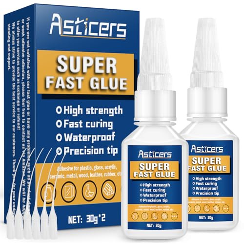 60g Super Fast Glue All Purpose, Waterproof and Heat-Resistant Strong Glue, Strong Adhesives for Everything, Superglue for Plastic, Glass, Vinyl, Acrylic, PVC, Metal, etc.