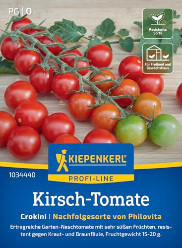 Kiepenkerl Kirsch-Tomatensamen Crokini 1034440, Gemüsesaat | Ertragreiche Ernte, resistente Sorte, aromatisch, für Freiland, Gewächshaus & Topf