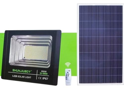 OISE ART STORE Trade Shop - Faretto LED Esterno con Pannello Energia Solare 800 W Batteria 12 Ore Faro Ip67 -