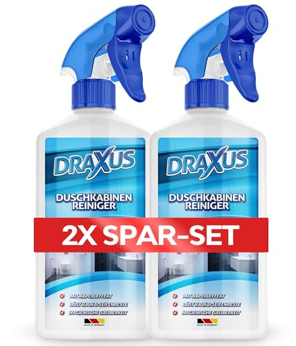 DRAXUS Profi Duschkabinenreiniger mit Abperleffekt I Kalkentferner Dusche stark gegen Kalk- und Seifenreste I Eignet sich perfekt als Badreiniger (2x Spar-Set)