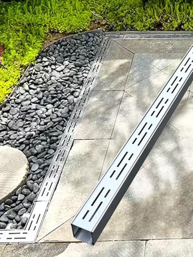 Concrete Drainage Channel for Driveway, Linear Drain for Shower Walkway Garden Patio, Outdoor Narrow Sewer Gutter