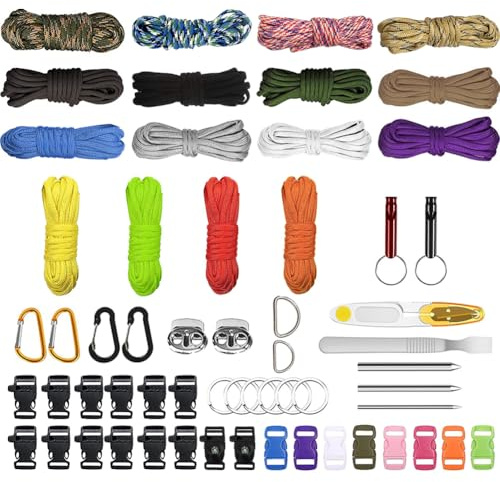 Paracord Set 40er, 4mm Paracord 550 Nylonschnur – Robustes Segeltau, Outdoor Seil, Zeltschnur für DIY Armband, Hundeleine & mehr (16 Farben-B)