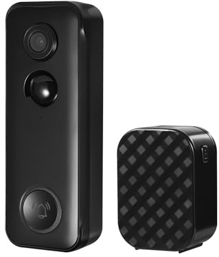 YUNRUX Intelligente Türklingel FAMILIENHAUS Video TÜRSPRECHANLAGE MIT Kamera Video Doorbell KLINGEL mit Gegensprechanlage TÜRKLINGEL Türglocke Video Türklingelmit Infrarotlicht 3MP schwarz