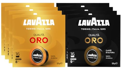 Lavazza A Modo Mio Assortiment de Capsules de Café Oro et Oro Altura 100% Arabica Intensité 8 et 9 128 Capsules