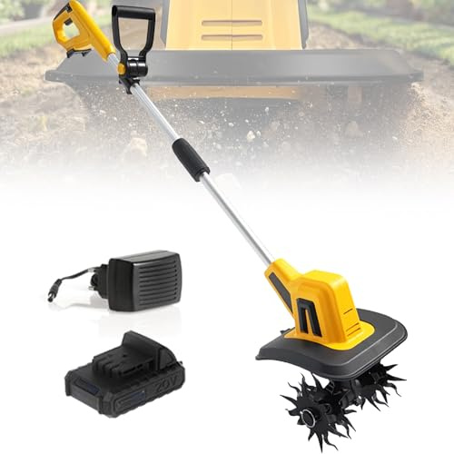 VNATWGOO Motozappa Elettrica da Giardino A Batteria per Uso Domestico, Coltivatore da Giardino Elettrico da 270 Giri/Min, Larghezza 22 Cm, profondità 16 Cm