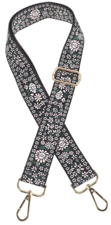 Parliky Vintage Adjustable Banjo Strap with Retro Floral Pattern Musical Instrument Belt with Smooth Metal Buckle for Comfortable Playing Banjo and Mandolin