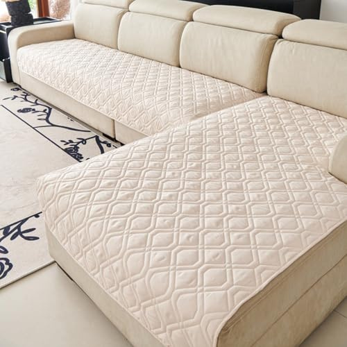 Copri Divani Impermeabili per Soggiorno, Copertura Sedile Antiscivolo per Divano Angolare a L, Protezione per Mobili Moderna Lavabile Khaki 90x210cm/36x83in