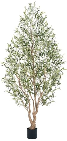 Keeplush Künstlicher Olivenbaum 244cm,kunstpflanze groß,Mit 1750realistischen Blättern und 145 Oliven-Üppiger Kunstpflanze für die Dekoration von Innen- und Außenbereichen, Büro und Wohnzimmer