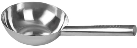LOORGVEL Cucharón de Acero Inoxidable Mango Largo, Cucharón de Metal Pequeño para Cocina y Sopa, Utensilio Resistente para Hogar, Restaurante y Camping, Pala para Agua Práctica y Duradera