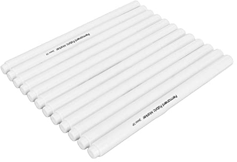 Stylebest 12 Rotuladores de Tela Lavables para Proyectos de Costura, Marcadores de Punta de Fibra Ligeros en Blanco, 10 X 150 Mm