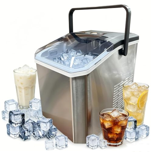 Macchina del Ghiaccio da Banco Intelligente, Produzione Rapida di Ghiaccio con Compressore Pesante, Macchina del Ghiaccio Portatile con Staffa di Montaggio, Perfetta per Casa, Cucina, Bar, Fes silver