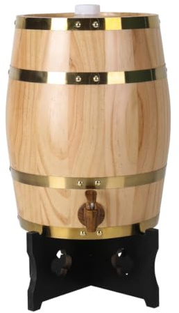 Striegro vinfat, 5 l whiskyfat dispenser med stativ och kran, tomma trätunnor för hem hotell företag barer och kök..