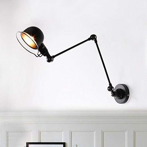 Wand-Lampe Industrielle Metall-Innenwand Wandleuchte Retro Wandleuchte Verstellbare Teleskop-Arm-Pole LED-Wandleuchte-Tinte Faltbare Wand Fitting Wandleuchter Licht Lampe, (5W LED Warme Birne Für)