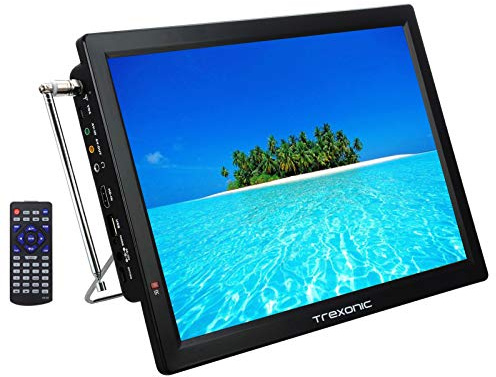 Trexonic Portable Rechargeable 14 Inch 720p LED TV with HDMI, SD/MMC, USB, VGA, AV in/Out and Built-in Digital Tuner