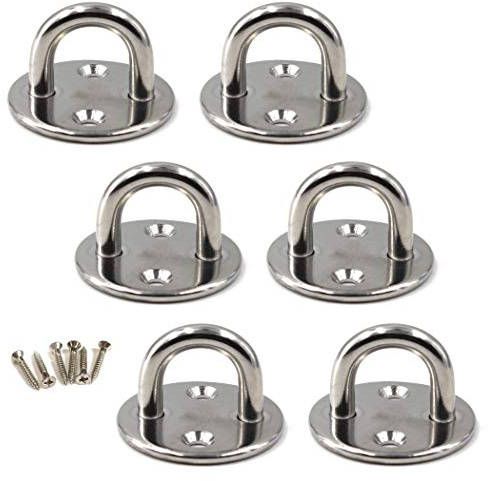 Flomore M5 Augplatte 304 Edelstahl Haken Wandmontage Packung mit 6 (Schrauben enthalten)