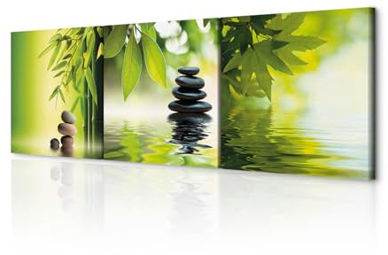 decomonkey Bilder Set Zen Spa 60x20 cm 3 Teilig Wandbild Groß Leinwandbild XXL Deko Wohnzimmer Schlafzimmer Büro Wanddeko Leinwand Pictures For Wall Poster Wall Painting Natur Pflanzen Orient