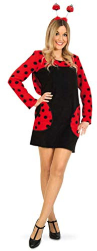 KarnevalsTeufel Marienkäfer Kostüm-Set Kleid Haarreif in rot schwarz (Medium)