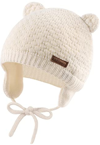XIAOHAWANG Baby Wintermütze Jungen Mädchen Warmer Strickmützen Weicht mit Süße Bärenohren