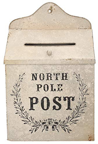 KEYHOMESTORE Briefkasten North Pole Post Eisen Antike Beige zum Aufhängen - Höhe 40 cm
