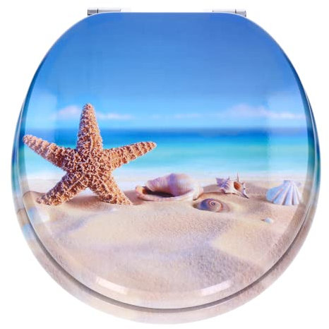 TP WC-Sitz mit Absenk-Automatik und Motiv, Soft-Close-Funktion, Toiletten-Deckel mit Holz-Kern, ovale O-Form, EU-Größe, bis 120 kg, rostfreie Scharniere, einfache Montage, universal passend