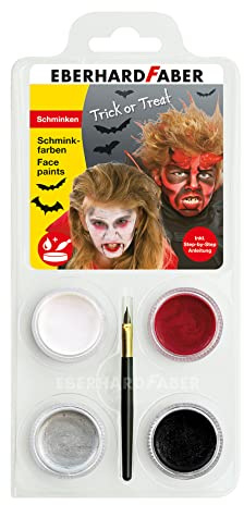 Eberhard Faber 579028 - Set da trucco per bambini Devil/Dracula, 4 colori per il trucco con pennello e istruzioni