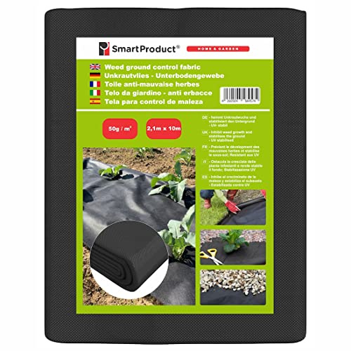 SmartProduct 2,1m x 10m Unkrautvlies Gartenvlies Gartenfolie Unkrautfolie UV stabil 50g/m²
