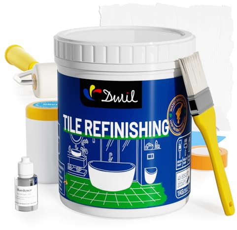 DWIL Kit de reacabado de bañera y azulejos, inodoro DIY para fregadero de bañera, revestimiento blanco, fácil aplicación de cubierta, pintura acrílica para interiores y exteriores