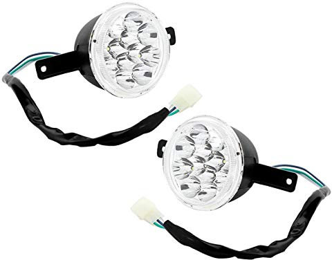 Nimomo 2 pièces Phare de moto, lampe de phare gauche droite 12 V LED, adapté pour Bull Farm Quad Dirt Bike ATV 150 cc 250 cc