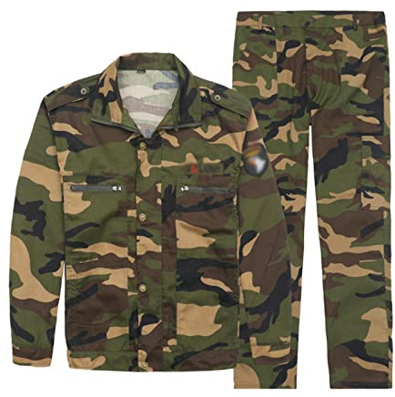 Militär taktisk herr jakt BDU uniform kostym, militär skjorta jacka kappa och byxor, kamouflageoveraller vår och höst., Kamouflage, 4XL