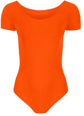 Hamishkane® Gymnastikanzug für Mädchen, Kinder, kurzärmelig, Tanzbody | Weicher, nicht durchsichtiger Mikrofaserstoff, einfache Stretch-Passform, Rundhalsausschnitt, kurze Ärmel, ideal für Tanz