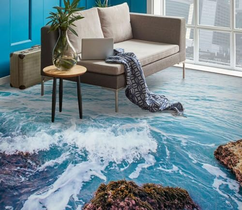 Fototapete Anpassen 3D Riff Meer Selbstklebende Tapete Meereswelle Landschaft Tapete Foto Pvc Aufkleber Wohnzimmer Badezimmer Schlafzimmer 150x105cm