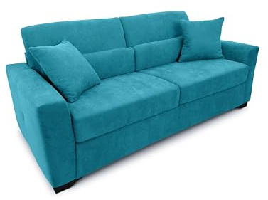 fornera f60 soffa med sovfunktion – 3-sitsig bäddsoffa och hopfällbar soffa med högkvalitativ kallskummadrass & CATAS-sängram – bäddsoffa med sängfunktion (petrol)
