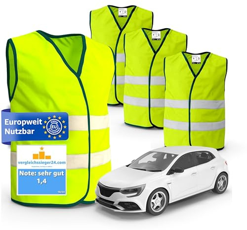 autogadget 20x Stück Auto Warnwesten gemäß ISO20471 - PKW & LKW Sicherheitswesten für Sicherheit im StVO - Autozubehör