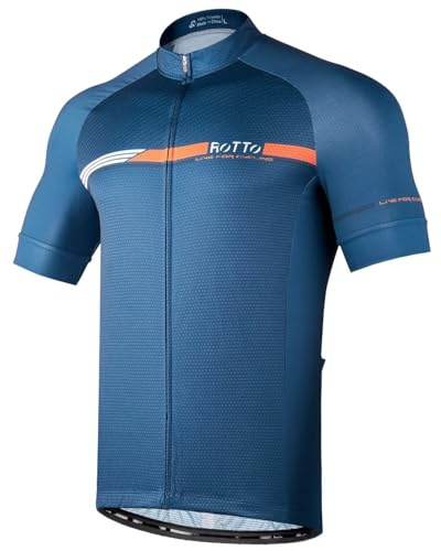 ROTTO Cykeltröja för herrar, kortärmad cykeltrikå med bakfickor, serie med ränder, XL