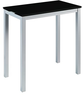 MOMMA HOME Mesa de Comedor y Cocina, Extensible y Plegable Alta, Mesa Moderna, Color Negro/Plata. Londres, Cristal Templado/Metal, Medidas 95x55/95x95 cm